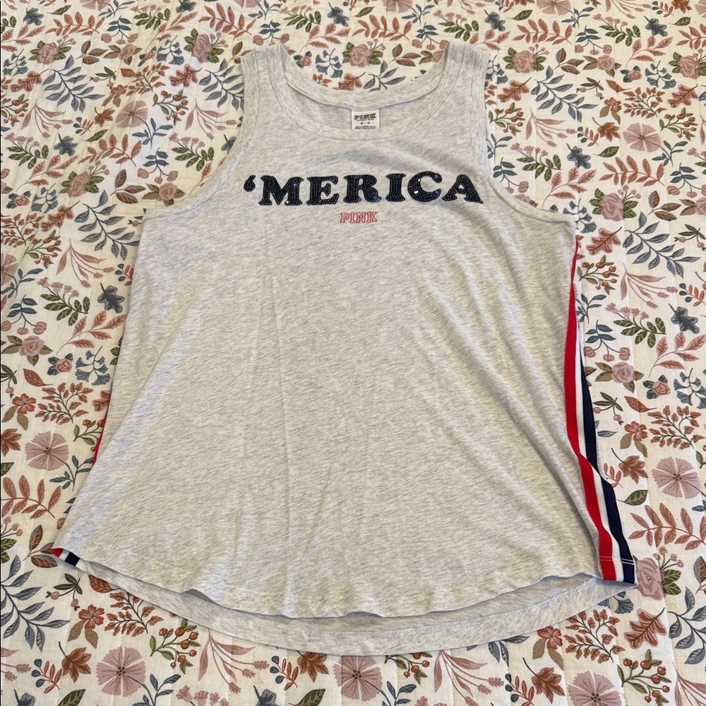 PINK Victoria's Secret Gray 'Merica Tank